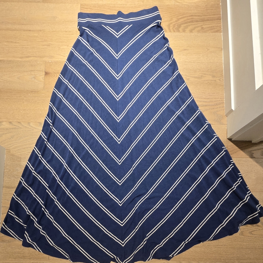 GAP Blue and White Asymmetrical Maxi Skirt
